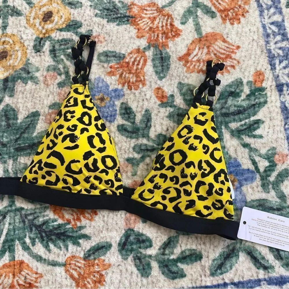 Bahimi bikini top leopard NWT Small